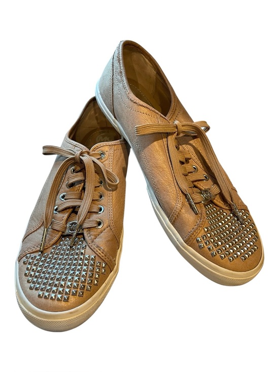Michael Kors Shoes - Michael Kors Boerum Studded Sneaker | Tan/Silver